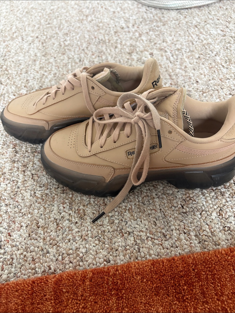Reebok Cardi B Women’s Tan Leather Low-Top Sneakers.